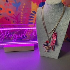 Betsey Johnson Blingy Rooster Pendant Necklace